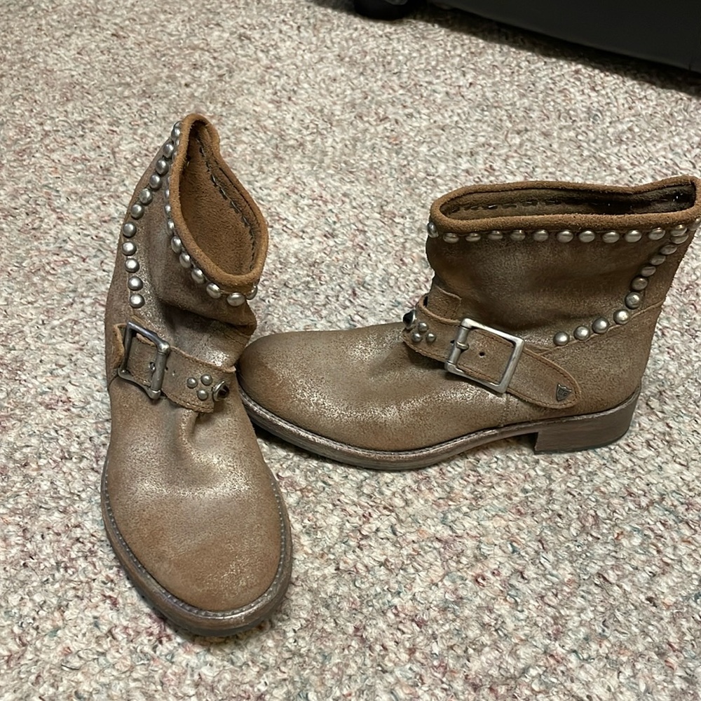 Hollywood trading company studded leather moto boots
